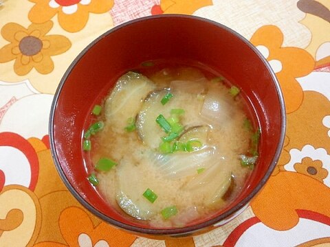 茄子と玉ねぎの味噌汁